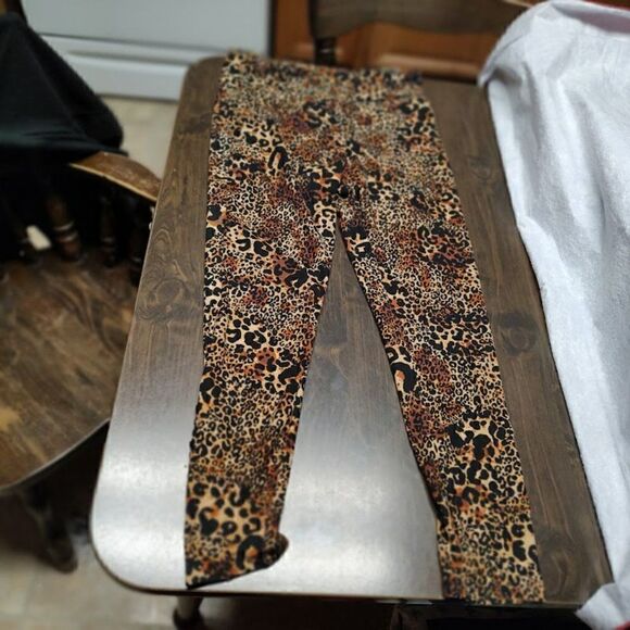 New No Boundaries Brown Black Leopard Print Side Bar Leggings Size Junior L - Picture 1 of 3